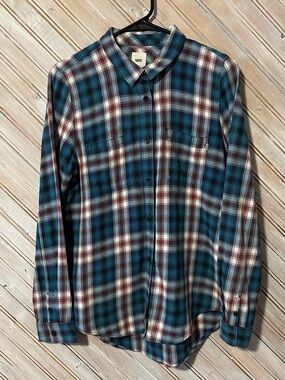 Vans Off The Walls Blue & Purple Plaid Casual Button Down Shirt Skate Wear